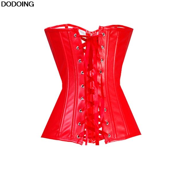 

black red faux leather corset waist trainer body shaper overbust slim outfit boned slimming shapewear corsets plus sizes, Black;white