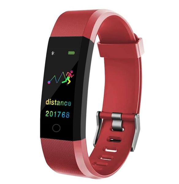 ID115 PLUS Farbbildschirm Intelligente Armbänder Sport Schrittzähler Uhr Fitness Laufen Gehen Tracker Herzfrequenzband