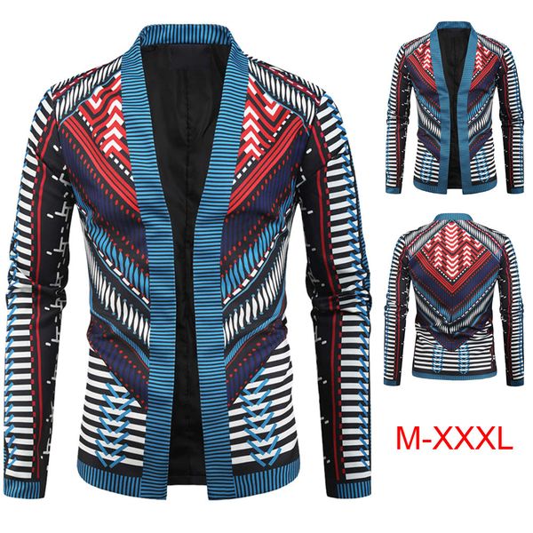

autumn and winter new style men ethnic-style printed jacket jk04, Black