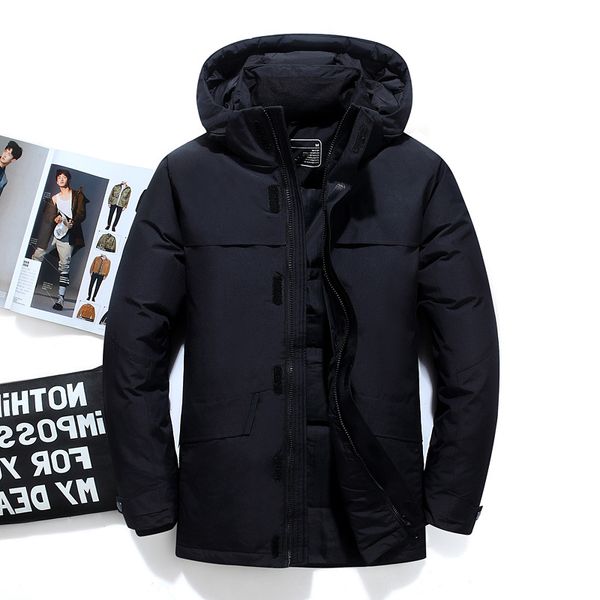 

new fashion casual men winter jacket for men extra thick wind and rain coat men's white duck down jacket hooded snow coat, Black