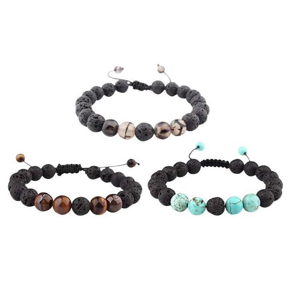 

natural volcanic stone bracelet ethnic style boho beads charming bangles for men women jewelry, Golden;silver