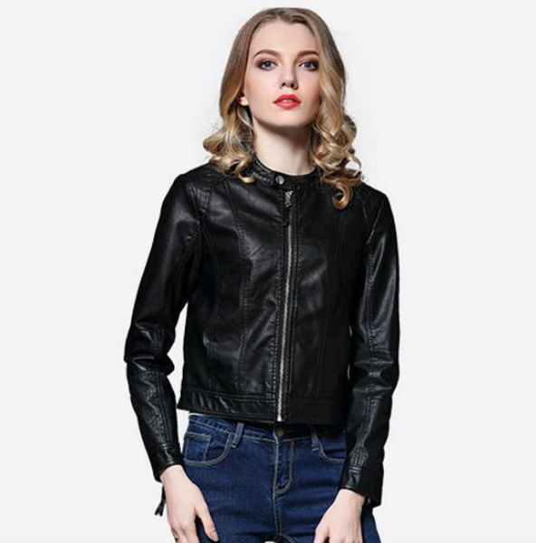 

женская осенняя и зимняя мода корейская версия деловой английский новый стиль бутик личности короткая кожа мотоцикла pu / s-2xl, Black
