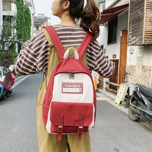 

ортопедические школьные сумки большой емкости сплошной цвет водонепроницаемый нейлон повседневный рюкзак школа сумка холст рюкзак для подрос