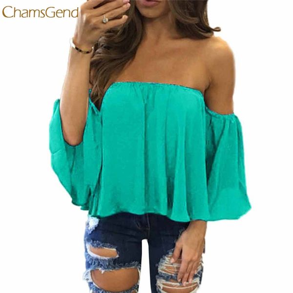 

chamsgend trendy style 2018 blusas feminina blouse womenlong sleeve pullover shirt off shoulder casual blouse gifts, White