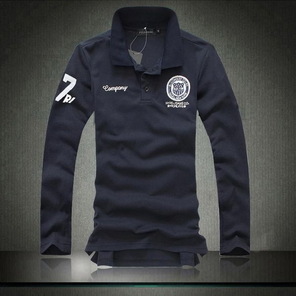 

весна осень мужская мода бутик вышивка досуг с длинным рукавом рубашки поло / мужской хлопок повседневная лацкан большой размер рубашки поло, White;black