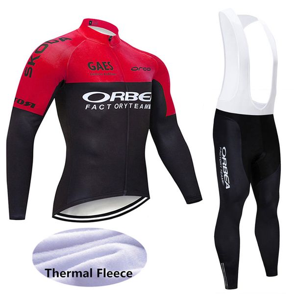 

2020 pro winter thermal fleece orbea cycling jersey suits ropa ciclismo mtb long sleeve men bike uniform bicycle clothing 121803y, Black;red