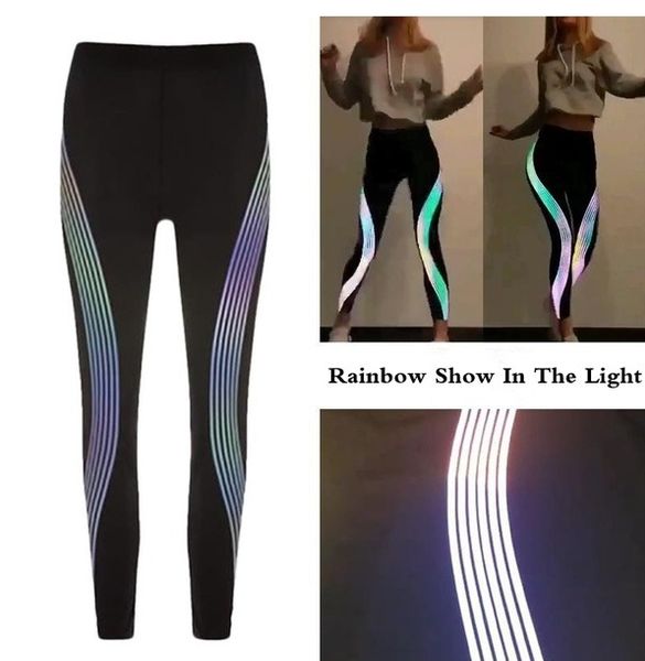 

йога брюки женский светоотражающие лазерная печать смешные run стройный упражнение поножи, Black;white