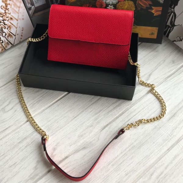 

fashion women's shoulder bag women's crossbody bag lady handbag wallet high grade card leather covered chain metal red