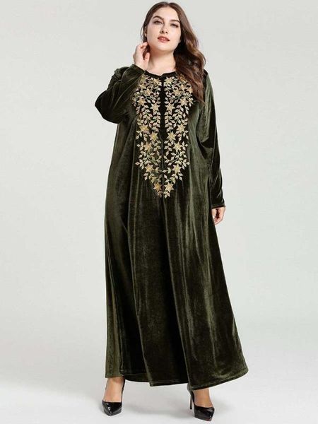 

2020 long velvet abaya muslim scarf dresses for muslim women, Red
