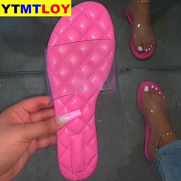 

slippers candy-colored female transparent open toe flat casual women slides summer shoes outdoor beach flip flops, Black