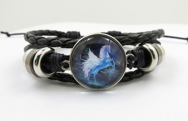 

Trendy Unicorn Charm Bangle Gift Infinity Love Unicorns Bracelet Horses Charm Leather Wrap Woman And Man Bracelets Jewelry