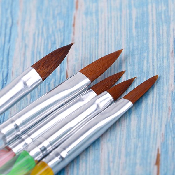 

5pcs flower painting drawing brush manicure tools nail art plastic handle acrylic uv gel extension builder petal, Yellow