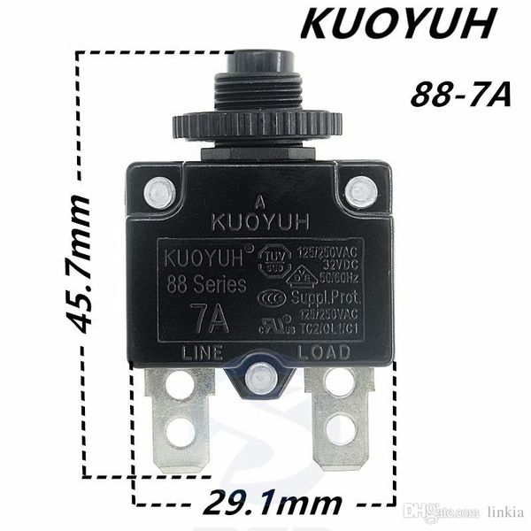 

taiwan kuoyuh overcurrent protector overload switch 88 series 7a