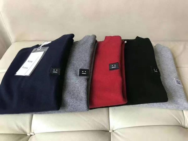 

высокого качество чистого цвета угри улыбка мужчин свитер мода длинного рукав письмо печать пара свитер сыпучего пуловер дизайн бренды свите, White;black