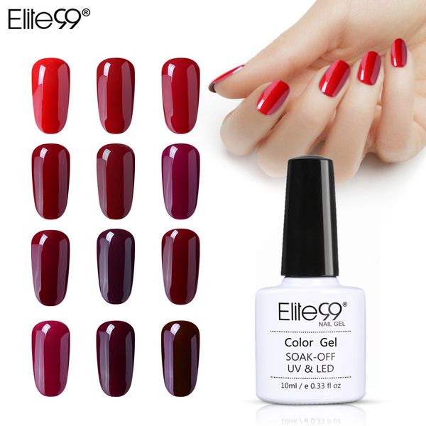 

elite99 10ml nail gel polish wine red color semi permanent soak off led uv gel lacquer elegant nail art manicure varnish, Red;pink