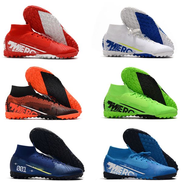 

new mens soccer shoes mercurial superfly 7 vii 360 elite ic tf soccer cleats cr7 ronaldo neymar njr football boots high ankle scarpe, Black