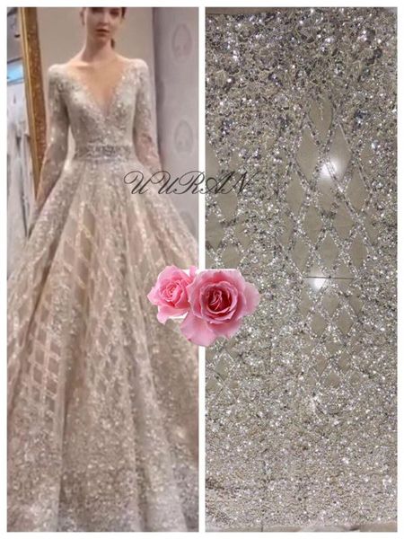 

african lace fabric white sequins tissu wedding dress fabric french beads mesh tulle lace material silver, Pink;blue