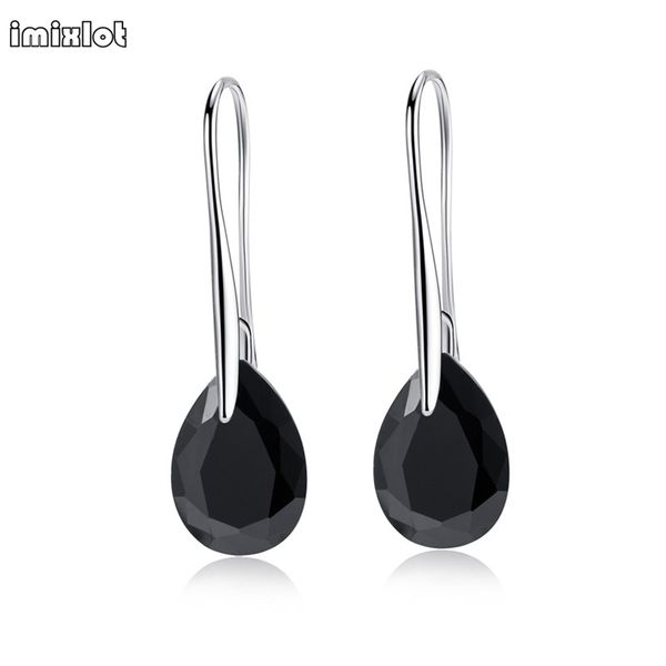 

imixlot fashion drop earrings brincos cute flower pendientes stone black crystal dangle earrings for women party ing, Silver