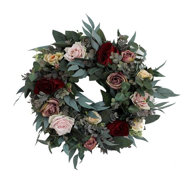 

45cm simulated dark red rose garland home wedding decoration