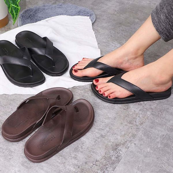 

01048 slippers rubber slide sandal floral brocade men slipper gear bottoms flip flops women striped beach causal slipper with box size:35-45, Black