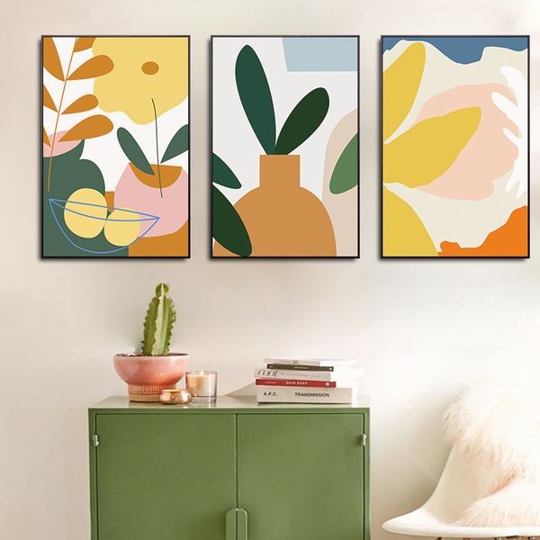 

modern simple small fresh abstract color block art paintings living room sofa wall his color decorative painting