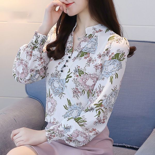 

blouses for women blouse women new spring long slim casual plus size elegant ol style women shirts chiffon applique clothing d556 30, White