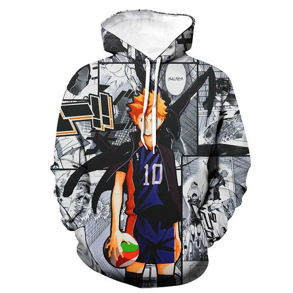 

new summer hoodie anime style hoodie sweatshirt haikyuu 3d-printed men's and women's hip-hop pullovers sport casual, Black