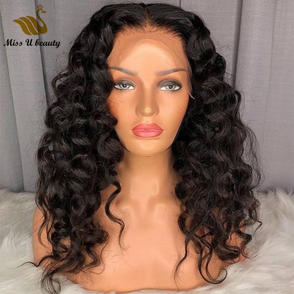 

middle part 13*6 /13*4 front lace wig human hair 130% 150% density loose wave cuticle aligned, Black