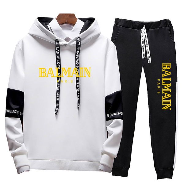 

мужские спортивные костюмы 2020 новое прибытие мода мужская с капюшоном спортивный костюм с буквенным принтом мужчины случайные две части ко, Gray