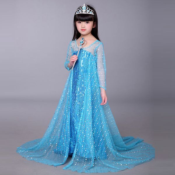

frozen princess lace sequins dresses baby girls designer rapunzel costume halloween party cosplay cloak dress ing, Red;yellow