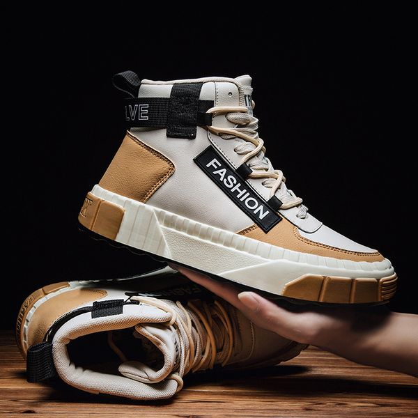 

spring and autumn high shoes tide card hip hop hip hop shoes youth casual comfortable wild popular men's boots men, Black