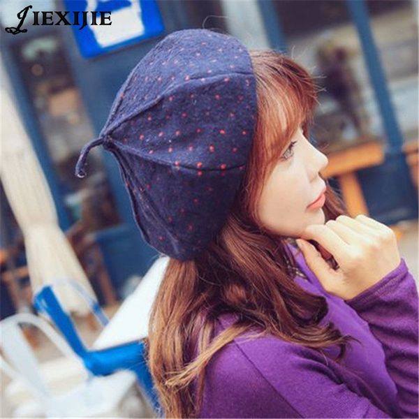 

зимняя шапка женщины твист тыква колпачком vintage береты 7цветов caps ретро дот шляпы gorras планас hombre шляпы берет шерстяной художника, Blue;gray