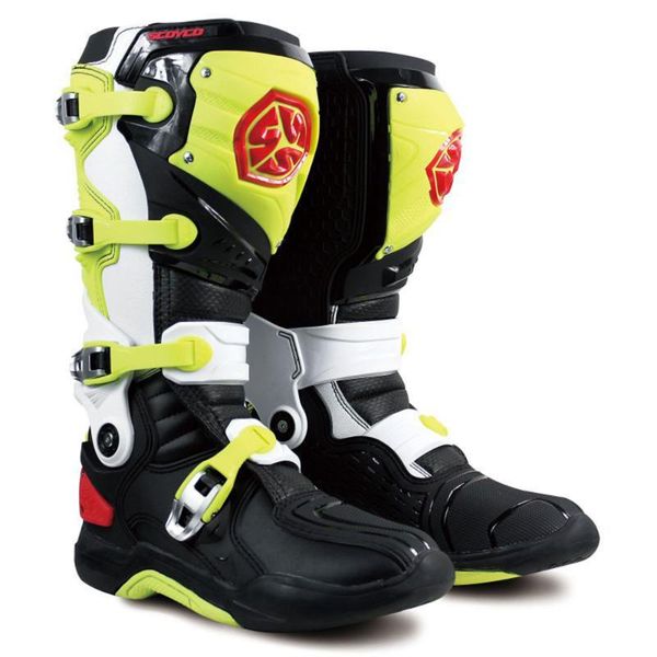 

motorcycle boots off-road motocross racing men shoes long knee high scoyco mbm002 atv size 12 46 black yellow color