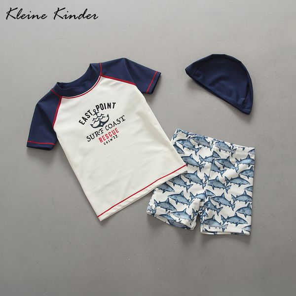 

super quality toddler swimwear anchor print two pieces short sleeve rashguard + swimming trunks set with hat baby boy swimsuit, Black