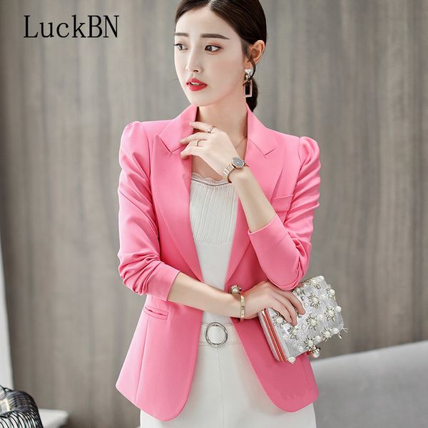 

autumn women blazer and jacket 2019 solid single button slim black sky blue jackets spring female suit blazers mujer feminino, White;black
