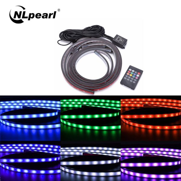 

nlpearl 4x decorative lamp music remote control rgb led strip smd atmosphere lamp underglow underbody system neon light 12v