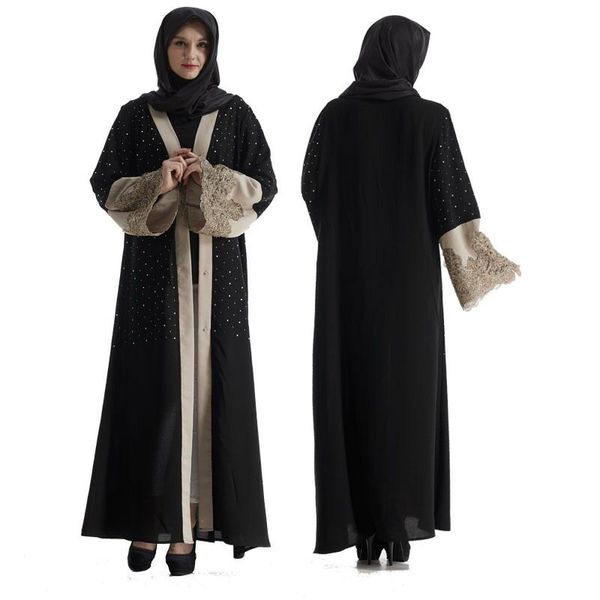 

factory price muslim women embroidery black abaya islamic women patchwork jilbab -2xl plus size maxi cardigan, Red