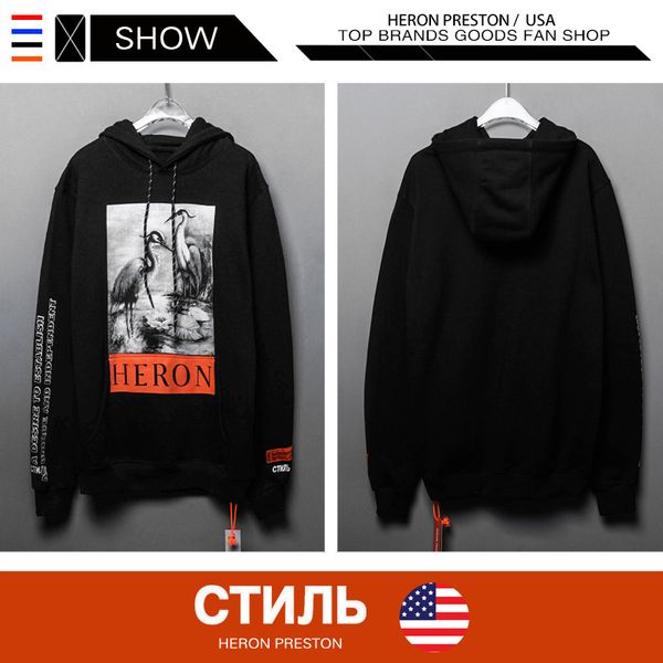 

Euramerican Hip-hop Popular Logo HERON PRESTON Hoodies Casual Sports Mens Designer Hoodies Mens 2019 Luxury Designer Clothes Hot Sale