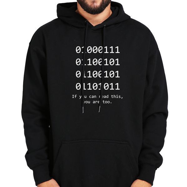 

binary толстовки смешная программирование если вы можете прочитать это вы слишком толстовка с капюшоном осень зима толстовкой пуловеры, Black