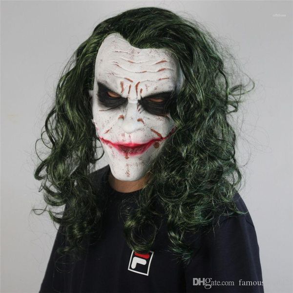 

бэтмен клоун латексная маска новый хэллоуин парик головной убор косплей реквизит хэллоуин страшный клоун маска темный рыцарь, Silver