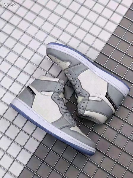 

wholesale with box 2020 new og grey white i 1s men women high basketball shoes outdoor trainers good quality size 36-45