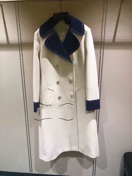

new big size fall and winter large lapel double breasted bag in color matching double color long wool coat of england, Black