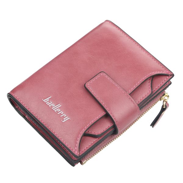 

baellerry neutral wallet multi-function korean version of the wallet driver's license bag pure color soft surface short purse, Red;black