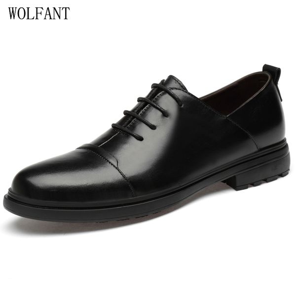 

wolfant new layer cowhide business shoes with low for men italian style men, Black