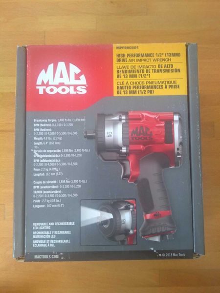 

New mac tool 1 2 air impact wrench mpf990501