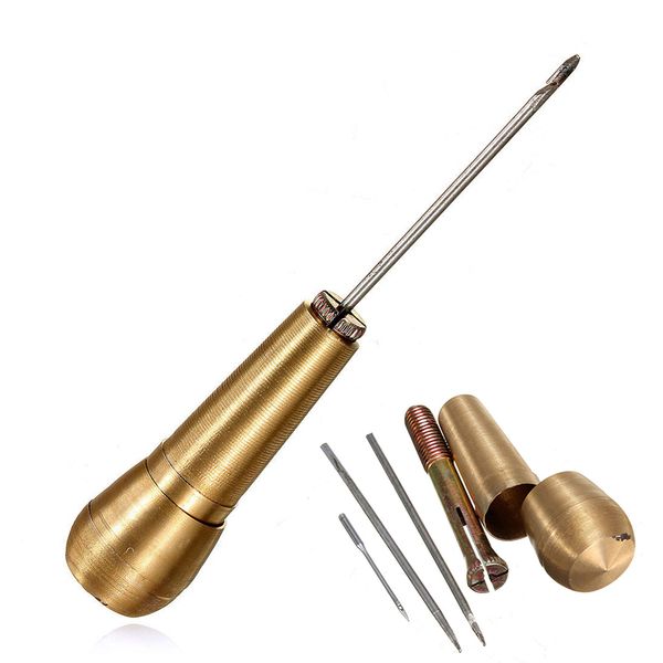 

1шт ручная стежка для шитья шило иглы ручной stitcher клиновые холст кожа tent repair tool + 3шт иглы для швейных инструментов, Black