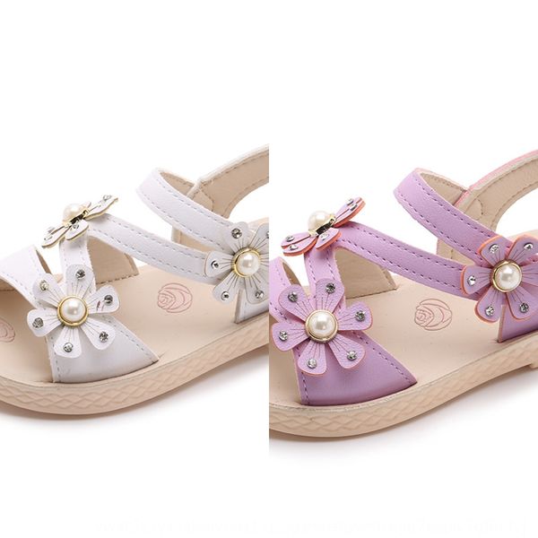 

2020 girls' flower sandals children shoes students' medium and large children's princess sandals open-toed children's sh, Black;red
