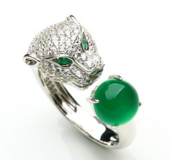 

2 шт./лот благородный старый 925 серебряная голова леопарда женщин и мужчин кольцо открытый размер, Golden;silver