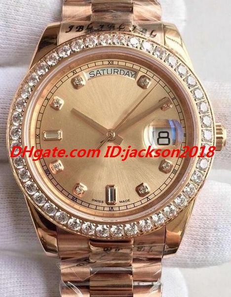 

new style luxury watch 3 style 18k solid yellow gold diamond bezel dial 41mm mens watch automatic fashion men's watches wristwatch, Slivery;brown