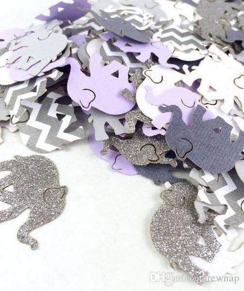 Wholesale Purple Gray Chevron Elephant Confetti Baby Shower